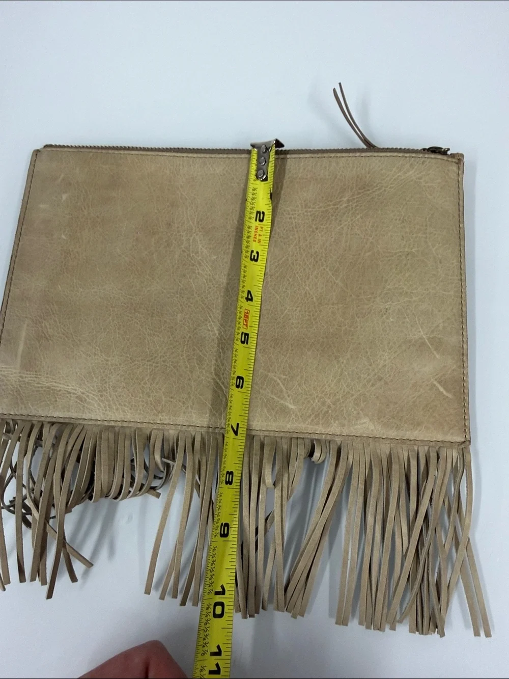 Madewell Tan leather Fringe Zip Clutch